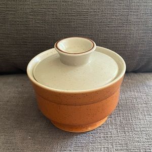 Vintage "Premiere" Mikasa Apricot & Cream Covered Sugar Bowl/Mini Casserole Dish